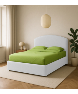 Letto matrimoniale contenitore "moon" in tessuto bianco 160x190 cm
